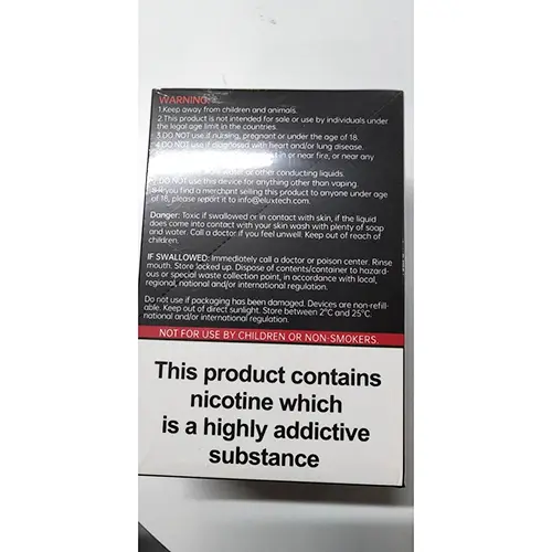 Foto aus der offiziellen Meldung: Elux Crystal ELUX CRYSTAL 600 Mix fruit with anti seed shisha Elektronische Einweg-Zigarette — Risiko: Chemikalie