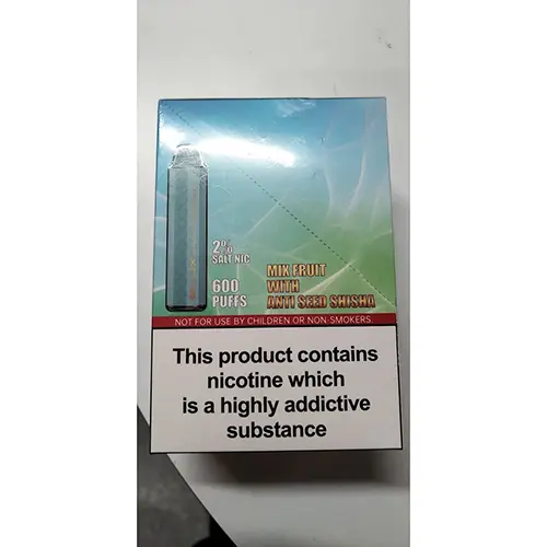 Foto aus der offiziellen Meldung: Elux Crystal ELUX CRYSTAL 600 Mix fruit with anti seed shisha Elektronische Einweg-Zigarette — Risiko: Chemikalie
