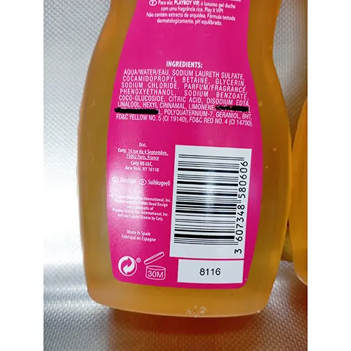 Photo de l’avis officiel: Playboy VIP SOFTENING VIP GLAMI ORCHID SCENT Gel douche — risque: Risque chimique