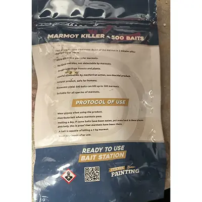 Photo de l’avis officiel: Ferber Painting Marmot killer Produit antiparasitaire — risque: Risque chimique