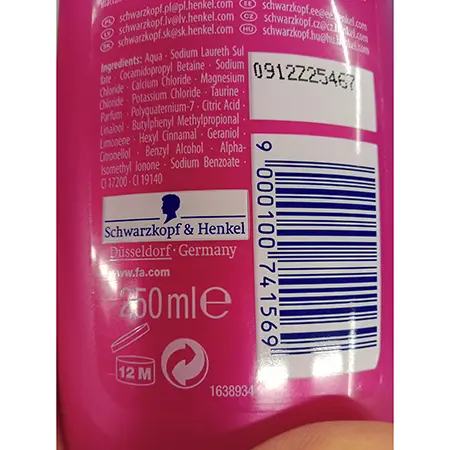 Photo de l’avis officiel: FA Fa SPORT Double Power BODY &amp; HAIR Gel douche — risque: Risque chimique (A12/01154/24)