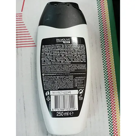 Photo from the official notice: Palmolive Shower gel for sensitive skin, SENSITIVE with aloe vera and vitamin E, MEN, značka PALMOLIVE — chemical risk