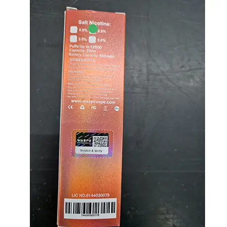 Photo de l’avis officiel: WASPE WASPE, Strawberry Raspberry Cherry Cigarette électronique jetable — risque: Risque chimique