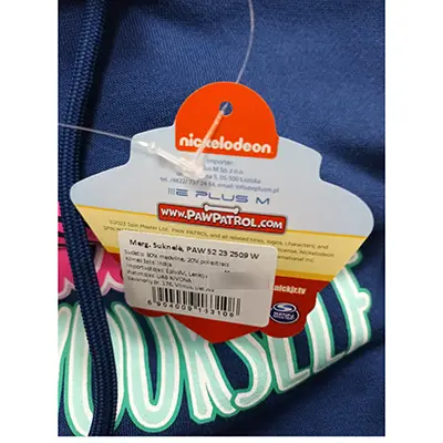 Photo de l’avis officiel: Nickelodeon believe IN YOURSELF Robe — risque: Etranglement