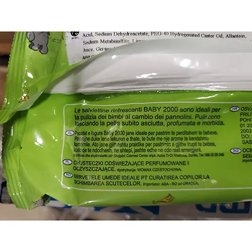 Foto dell’avviso ufficiale: Baby 2000 Aloe vera Salviette per neonati — rischio: Rischio chimico