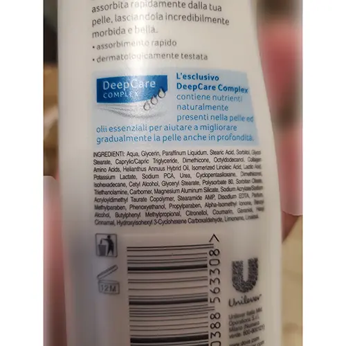 Photo de l’avis officiel: Dove DeepCare complex Lait pour le corps — risque: Risque chimique