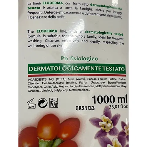 Foto dell’avviso ufficiale: Eloderma Italia Fiori e bacche di Goji Sapone liquido — rischio: Rischio chimico