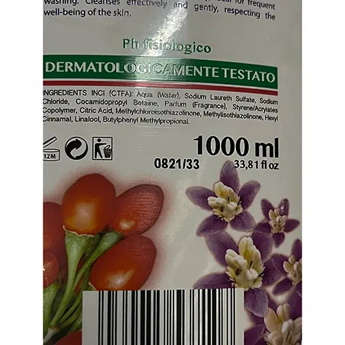 Foto dell’avviso ufficiale: Eloderma Italia Fiori e bacche di Goji Sapone liquido — rischio: Rischio chimico