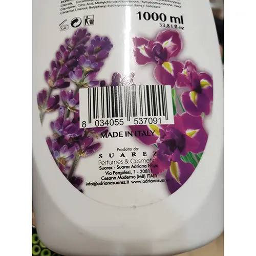 Photo de l’avis officiel: Eloderma Italia LAVANDA E IRIS Savon liquide — risque: Risque chimique