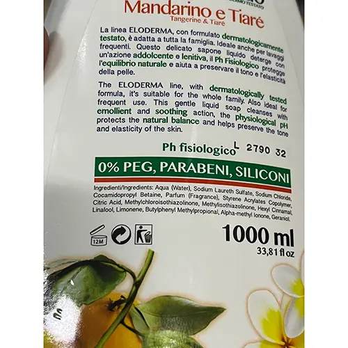 Photo de l’avis officiel: Eloderma Italia MANDARINO E TIARE’ Savon — risque: Risque chimique