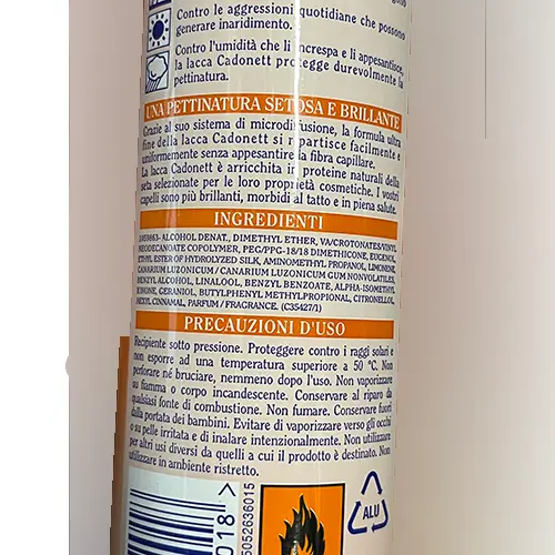 Photo de l’avis officiel: Garnier Cadonett Spray pour cheveux — risque: Risque chimique