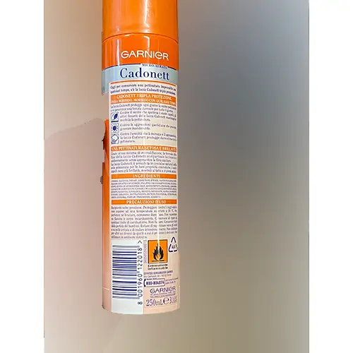 Photo de l’avis officiel: Garnier Cadonett Spray pour cheveux — risque: Risque chimique