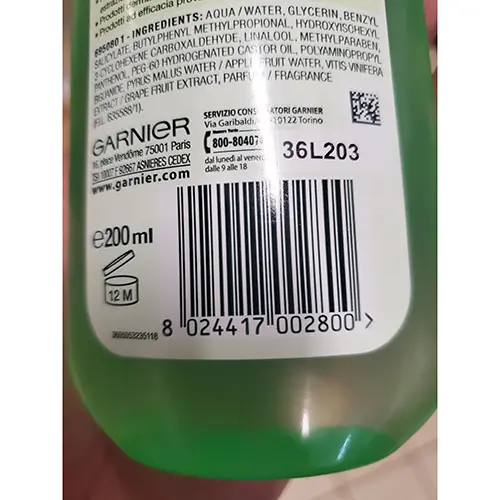 Foto dell’avviso ufficiale: Garnier Fresh Toner per il viso — rischio: Rischio chimico