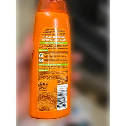 Photo de l’avis officiel: Garnier Garnier Fructis shampoo fortificante Shampooing — risque: Risque chimique
