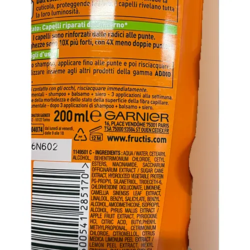 Photo de l’avis officiel: Garnier Addio danni Après-shampooing — risque: Risque chimique