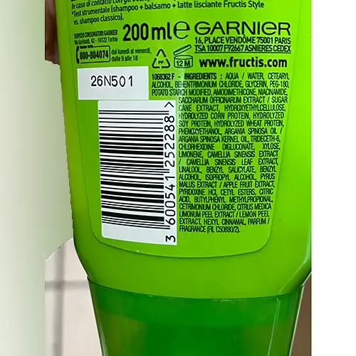 Foto del aviso oficial: Garnier FRUCTIS BALSAMO CREMA FORTIFICANTE HYDRA-LISS 72H Acondicionador — riesgo: Riesgos químicos