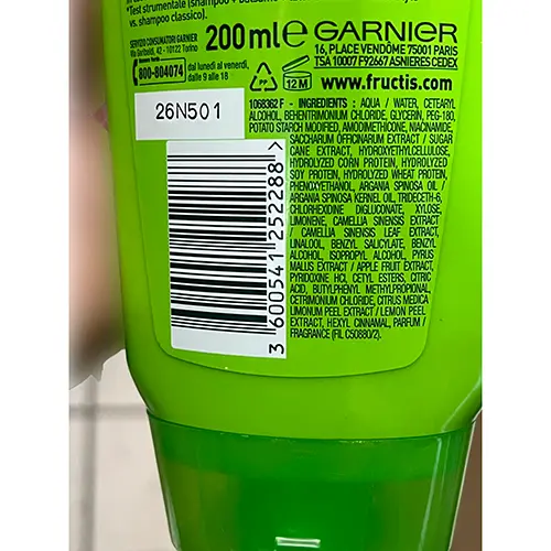Foto del aviso oficial: Garnier FRUCTIS BALSAMO CREMA FORTIFICANTE HYDRA-LISS 72H Acondicionador — riesgo: Riesgos químicos