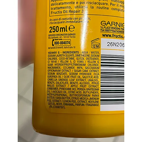 Foto do aviso oficial: Garnier FRUCTIS SHAMPOO FORTIFICANTE OIL REPAIR 3 — risco: Químico