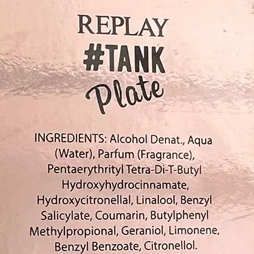 Foto dell’avviso ufficiale: Replay Tank Plate Profumo — rischio: Rischio chimico