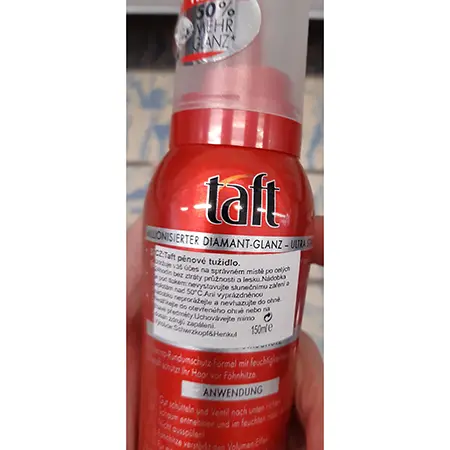 Photo de l’avis officiel: Schwarzkopf/Taft GLANZ SCHAUMFESTIGER Mousse de cheveux — risque: Risque chimique