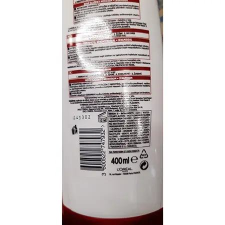 Foto aus der offiziellen Meldung: ELSEVE, L'OREAL PARIS Regenerační balzám TOTAL REPAIR 5 Haarkonditionierer — Risiko: Chemikalie