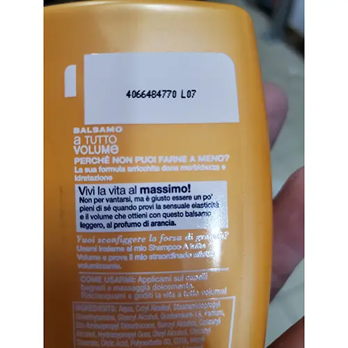 Photo de l’avis officiel: Herbal essences A tutto volume Après-shampooing — risque: Risque chimique