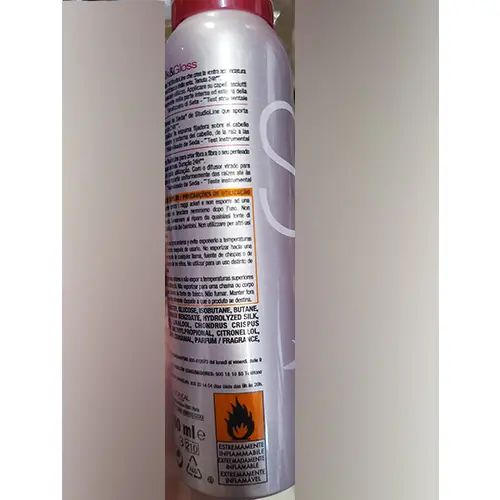 Photo de l’avis officiel: L'OREAL PARIS STUDIOLINE SILK &amp; GLOSS FIXING MOUSSE Mousse de cheveux — risque: Risque chimique