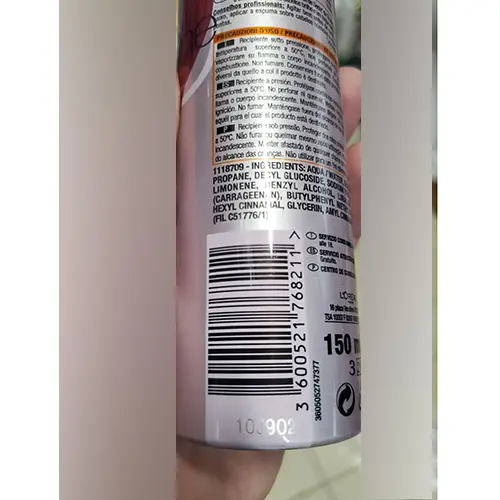 Photo de l’avis officiel: L'OREAL PARIS STUDIOLINE SILK &amp; GLOSS FIXING MOUSSE Mousse de cheveux — risque: Risque chimique