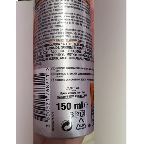 Photo de l’avis officiel: L'OREAL PARIS STUDIOLINE SILK &amp; GLOSS FIXING MOUSSE Mousse de cheveux — risque: Risque chimique