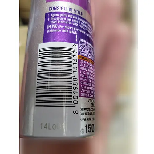 Foto uit de officiële melding: L'OREAL PARIS STUDIOLINE SILK &amp; GLOSS MOUSSE VOLUME Haarmousse — risico: Chemische risico's