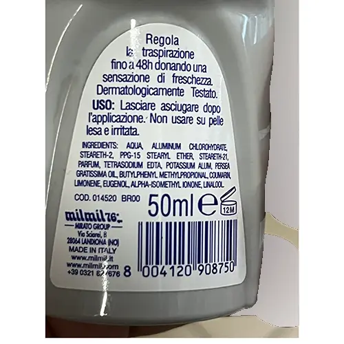 Photo de l’avis officiel: Mil Mil Deodorante Sport Man 3 in 1 Déodorant — risque: Risque chimique