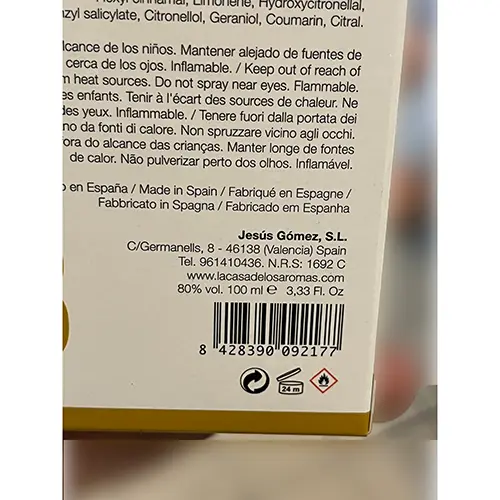 Photo de l’avis officiel: Jesus Gomez Miss Orient Eau de toilette — risque: Risque chimique