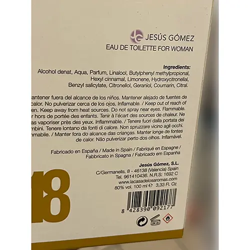 Photo de l’avis officiel: Jesus Gomez Miss Orient Eau de toilette — risque: Risque chimique