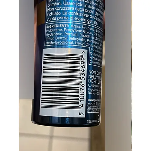Photo de l’avis officiel: PANTENE Pantene Prov Mousse de cheveux — risque: Risque chimique