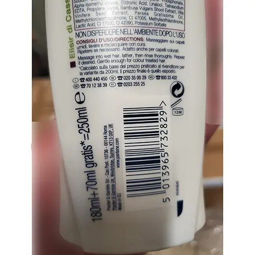 Photo de l’avis officiel: PANTENE Nature fusion lisci vitality Shampooing — risque: Risque chimique