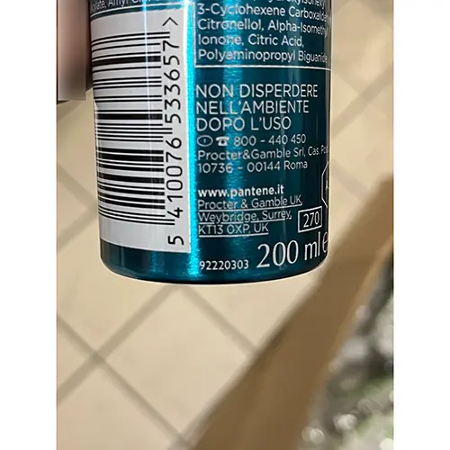 Foto dell’avviso ufficiale: PANTENE Spuma per capelli lisci effeto seta Mousse per capelli — rischio: Rischio chimico