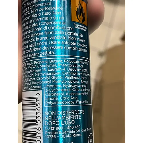 Foto dell’avviso ufficiale: PANTENE Spuma per capelli lisci effeto seta Mousse per capelli — rischio: Rischio chimico