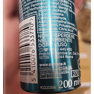 Foto dell’avviso ufficiale: PANTENE Spuma per capelli style &amp; protect Mousse per capelli — rischio: Rischio chimico