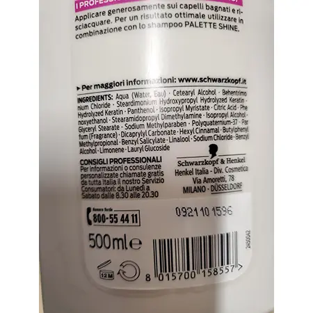 Photo de l’avis officiel: Schwarzkopf Palette shine Après-shampooing — risque: Risque chimique