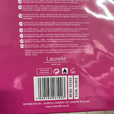 Photo de l’avis officiel: Laurelle Sexxy - Shoo Pink Stiletto Parfum — risque: Risque chimique