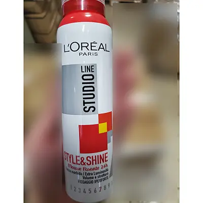Photo de l’avis officiel: L'OREAL PARIS Studio line  Style &amp; Shine Mousse de cheveux — risque: Risque chimique