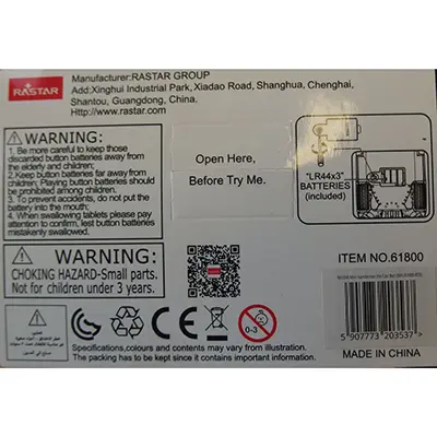 Foto do aviso oficial: RASTAR RS Transformable Car Brinquedo elétrico — risco: Ambiente