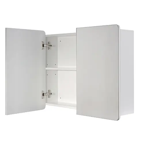 Photo from the official notice: Cooke &amp; Lewis White mirrored cabinet mirrored bathroom cabinet — cuts risk