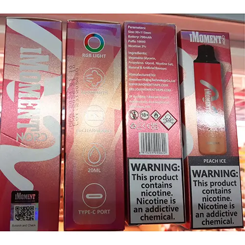 Photo de l’avis officiel: IMOMENT NORD 10000 PUFFS, NICOTINE: 2 %, 20 ml Cigarette électronique jetable — risque: Risque chimique