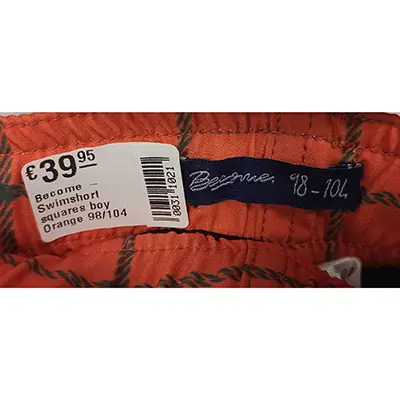 Photo de l’avis officiel: Become Squares boy orange Shorts de bain — risque: Blessures