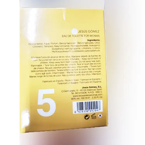 Photo de l’avis officiel: Jesus Gomez First Eau de toilette — risque: Risque chimique