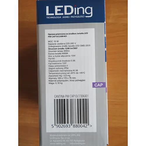 Foto do aviso oficial: Leding Cantina Luminária LED — risco: Choque elétrico