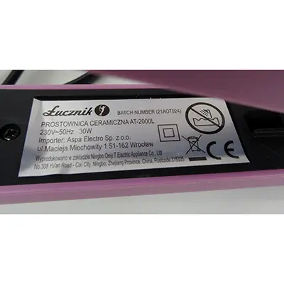 Foto do aviso oficial: Lucznik Prostownica ceramiczna Alisador de cabelo — risco: Choque elétrico