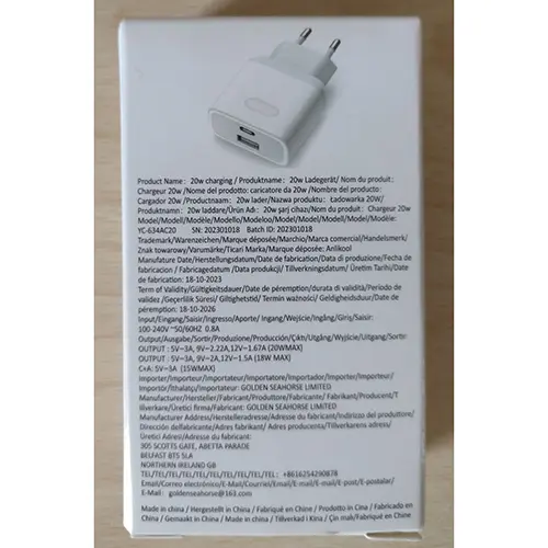 Photo de l’avis officiel: Anlikool 20W Charging Chargeur USB — risque: Choc électrique