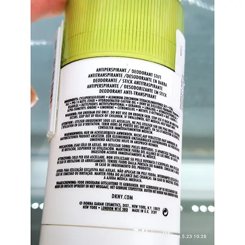 Foto uit de officiële melding: Donna Karan Cosmetics DKNY – Donna Karan New York Deodorant — risico: Chemische risico's